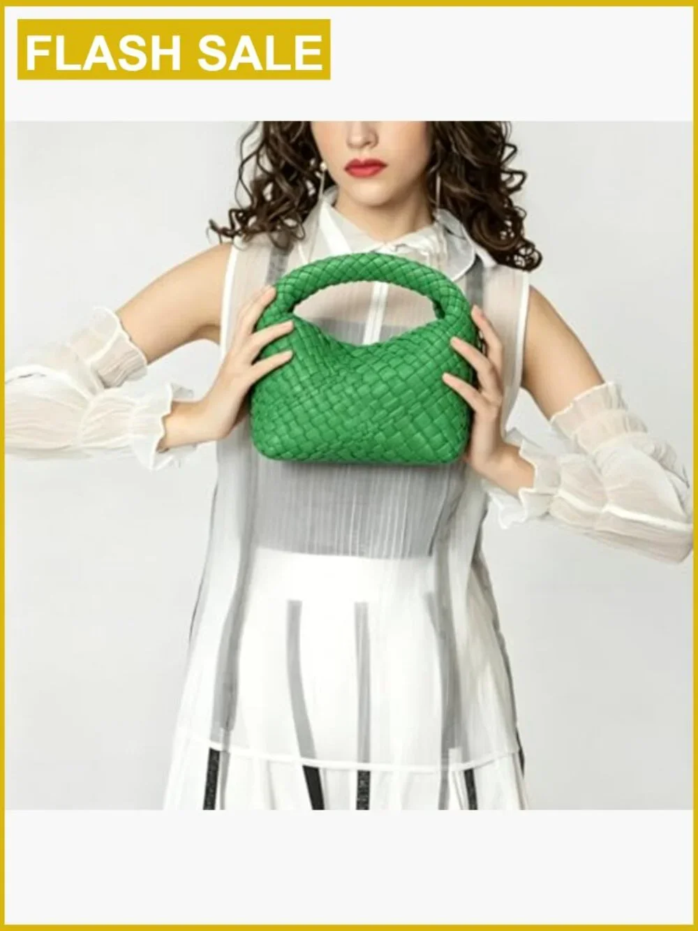 Vegan Leather Woven Satchel Crossbody Bag with Adjustable Strap